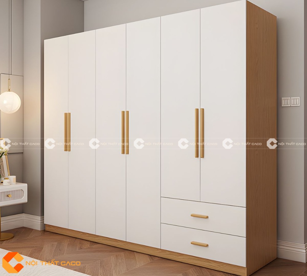 Tủ quần áo gỗ MDF màu sắc hài hòa với không gian