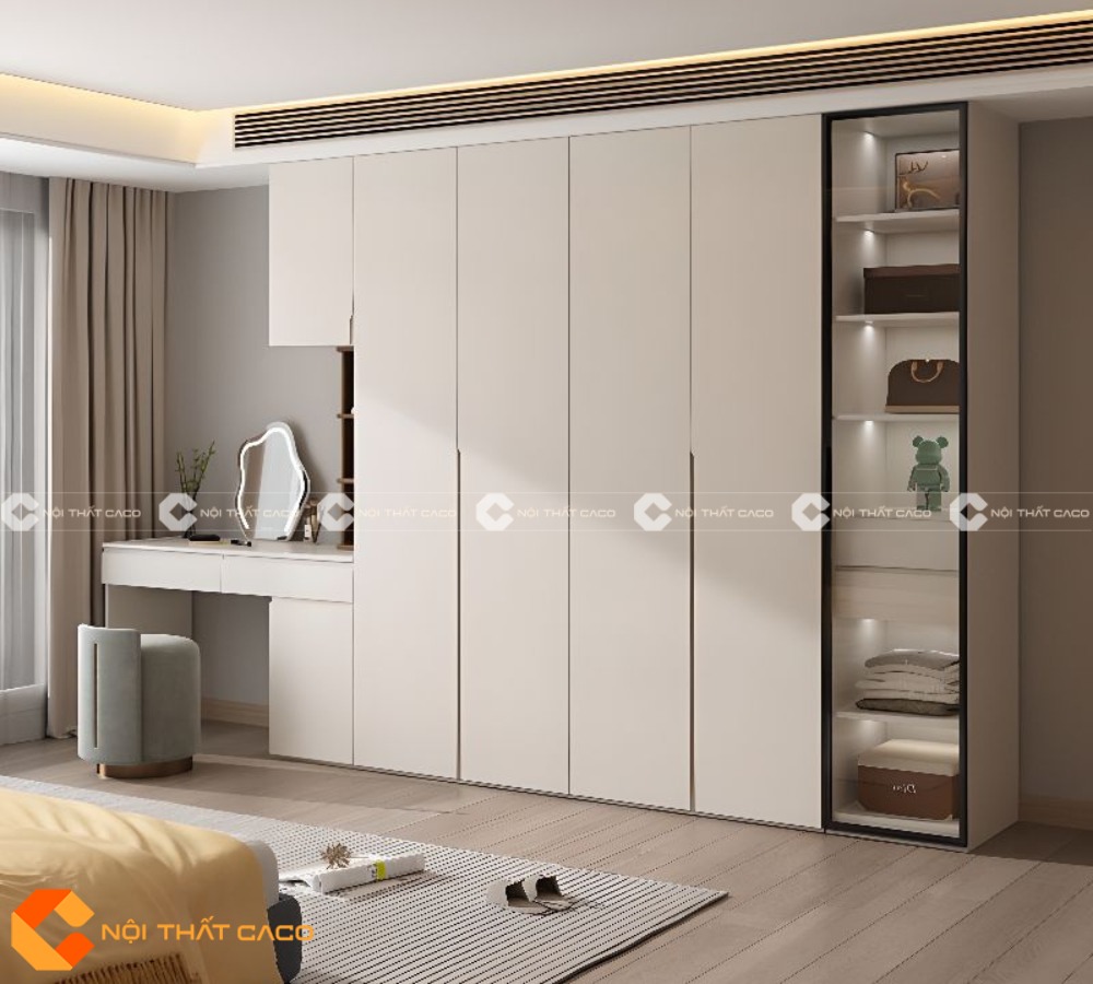 Tủ quần áo gỗ MDF màu sắc hài hòa