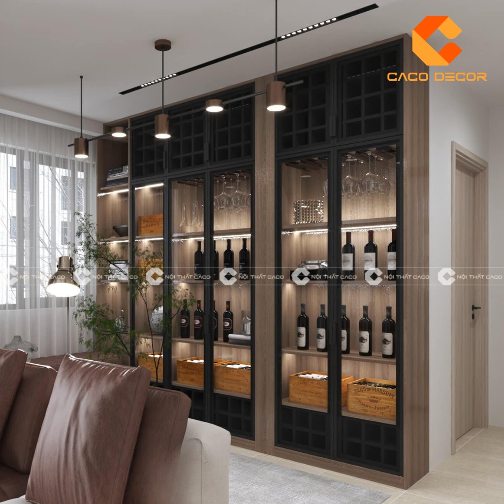  Tủ rượu gỗ công nghiệp với thiết kế hiện đại, đa dạng về màu sắc 