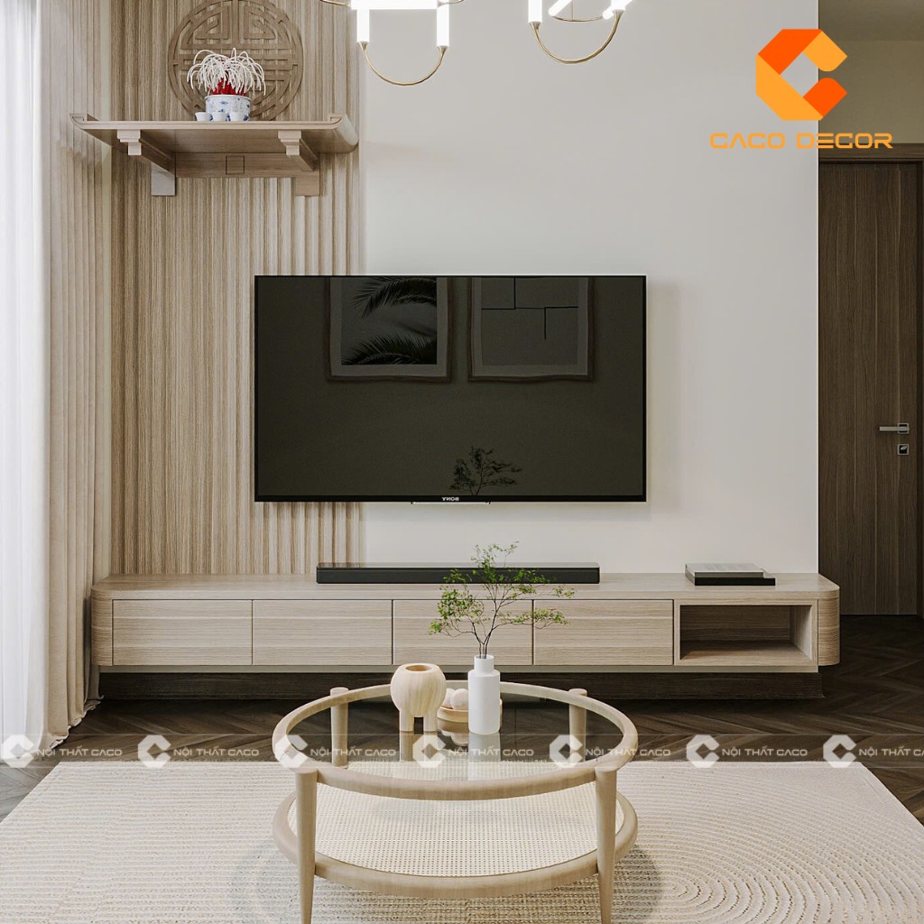 Các đồ trang trí ngày tết cho phòng khách tối giản được bố trí hợp phong thủy 