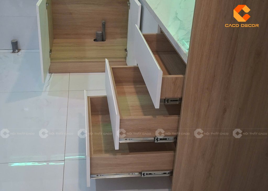 Các hộc kéo trang bị ray trượt giảm chấn cao cấp