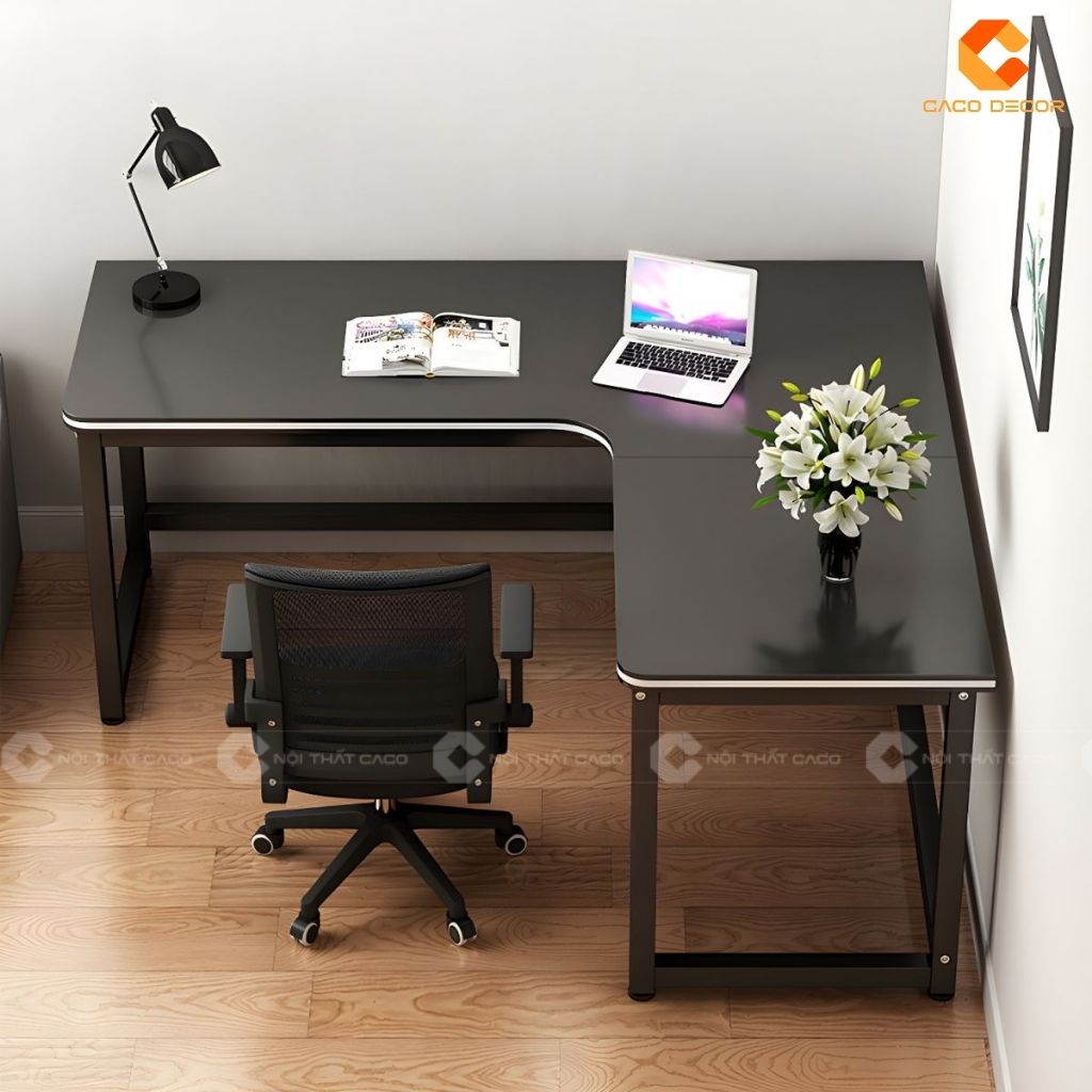 Bàn Làm Việc BLV042 Chân Sắt Mặt Gỗ Chữ L 2