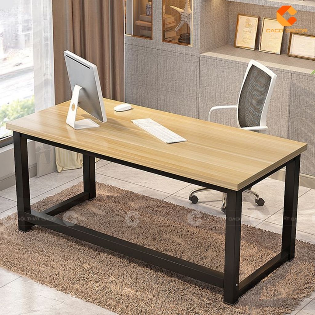 Bàn Làm Việc Chân Sắt BLV044 Mặt Gỗ Hiện Đại 4