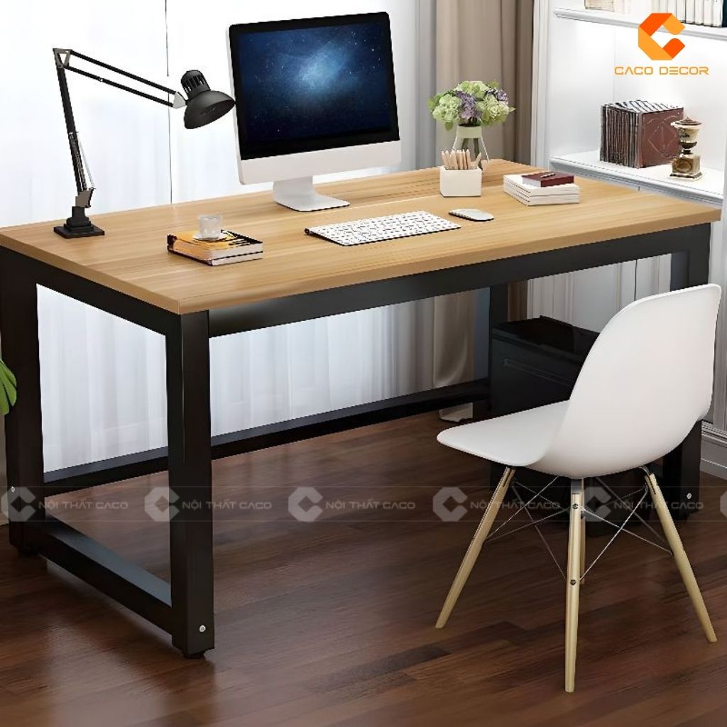 Bàn Làm Việc Chân Sắt BLV044 Mặt Gỗ Hiện Đại 3