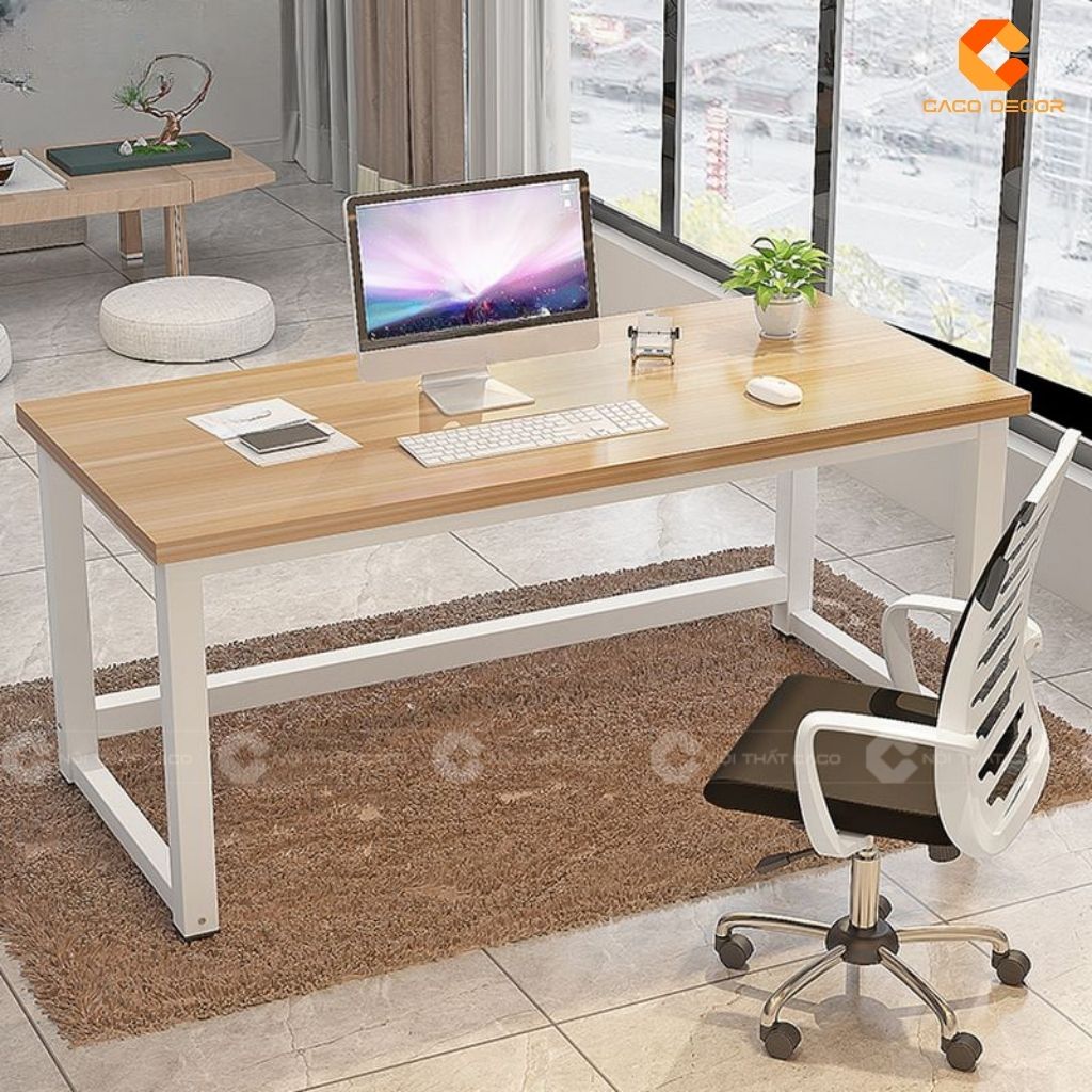 Bàn Làm Việc Chân Sắt BLV044 Mặt Gỗ Hiện Đại 2