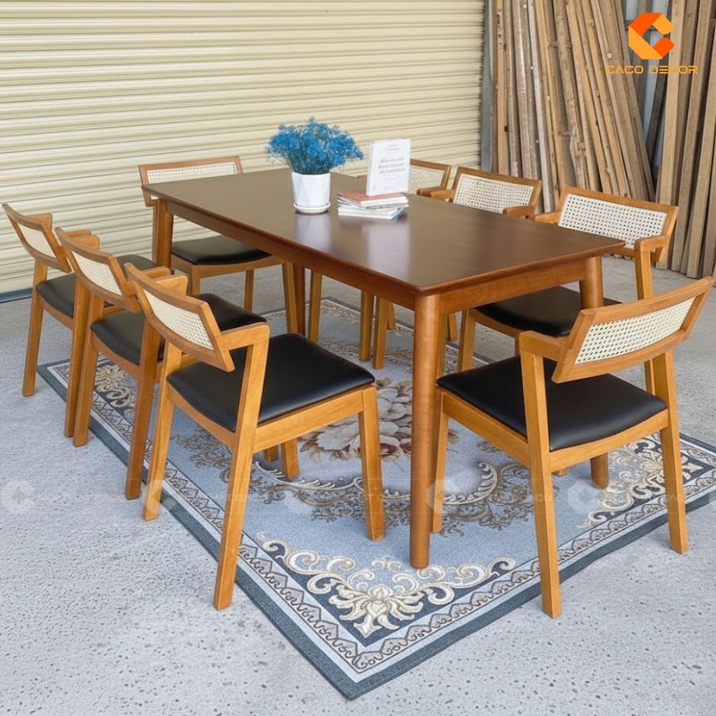 Bộ Bàn Ăn BA061 Gỗ Tự Nhiên Tựa Mây Độc Lạ 3