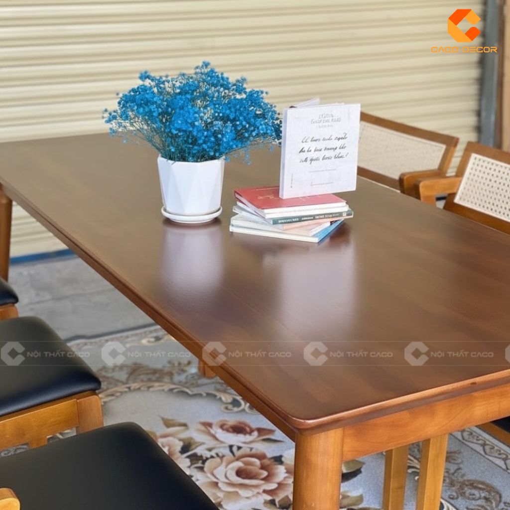 Bộ bàn ăn BA061 với màu nâu gỗ tự nhiên sang trọng