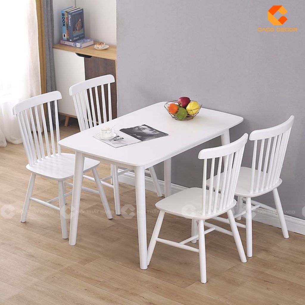 Bộ bàn ăn BA068 làm từ gỗ cao su dày dặn bền bỉ cao