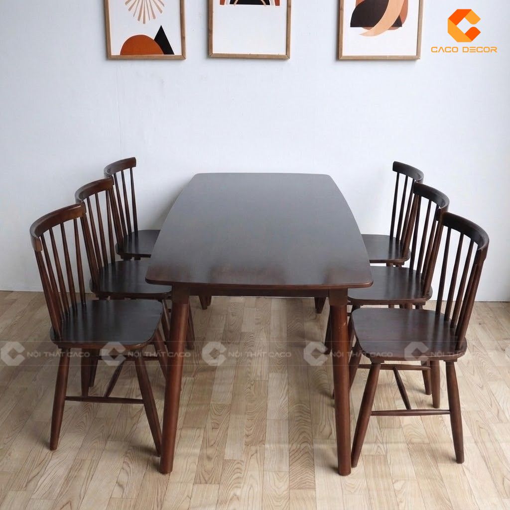 Bộ bàn ăn gỗ cao su tự nhiên BA069 4 ghế