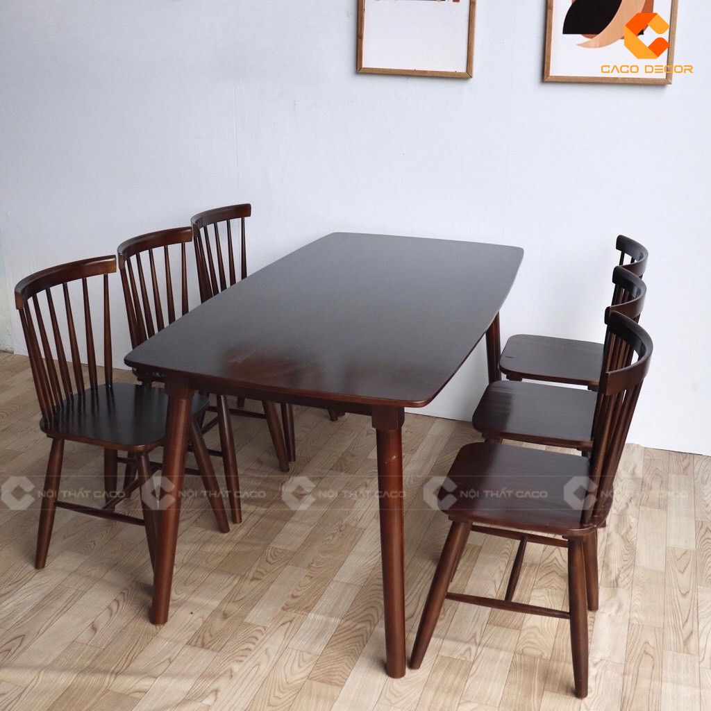 Bộ bàn ăn BA069 làm từ gỗ cao su đẹp chất lượng