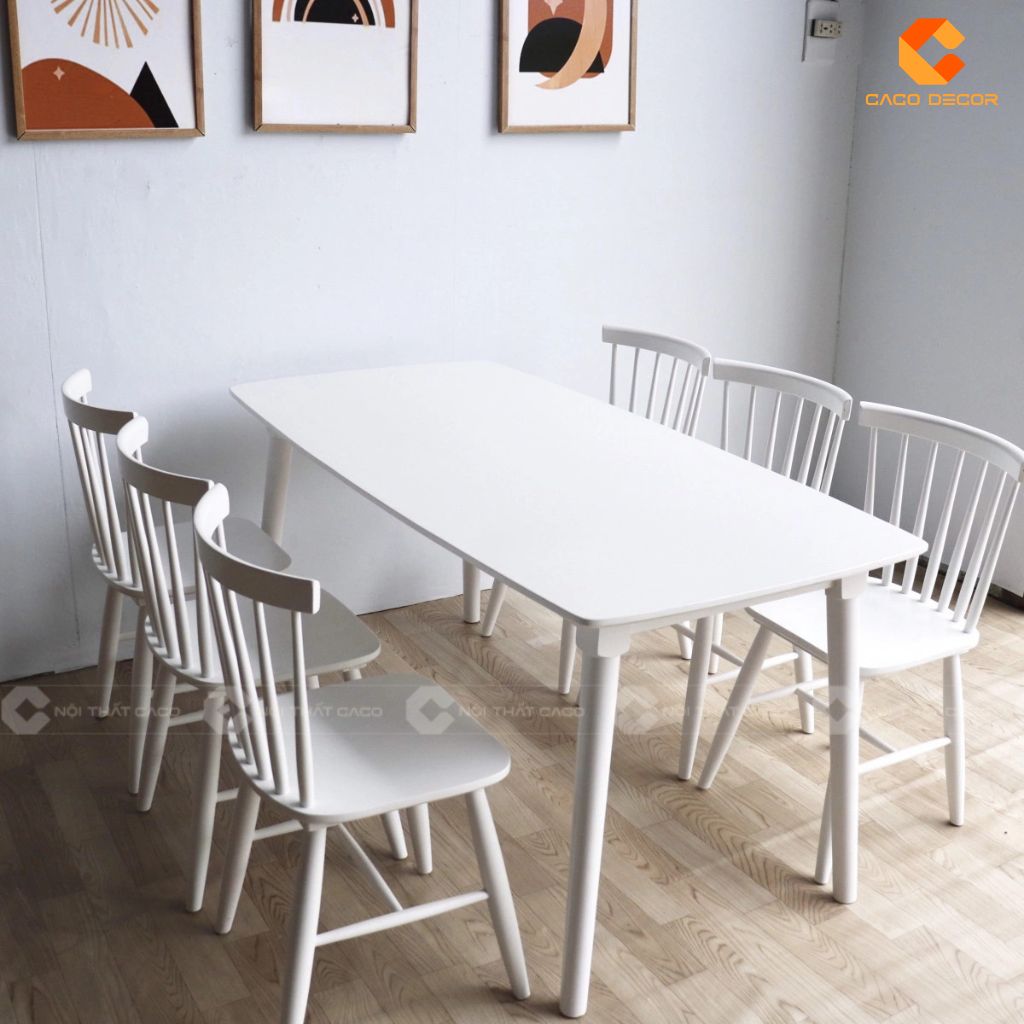 Bộ bàn ăn gỗ cao su tự nhiên BA069 bền đẹp