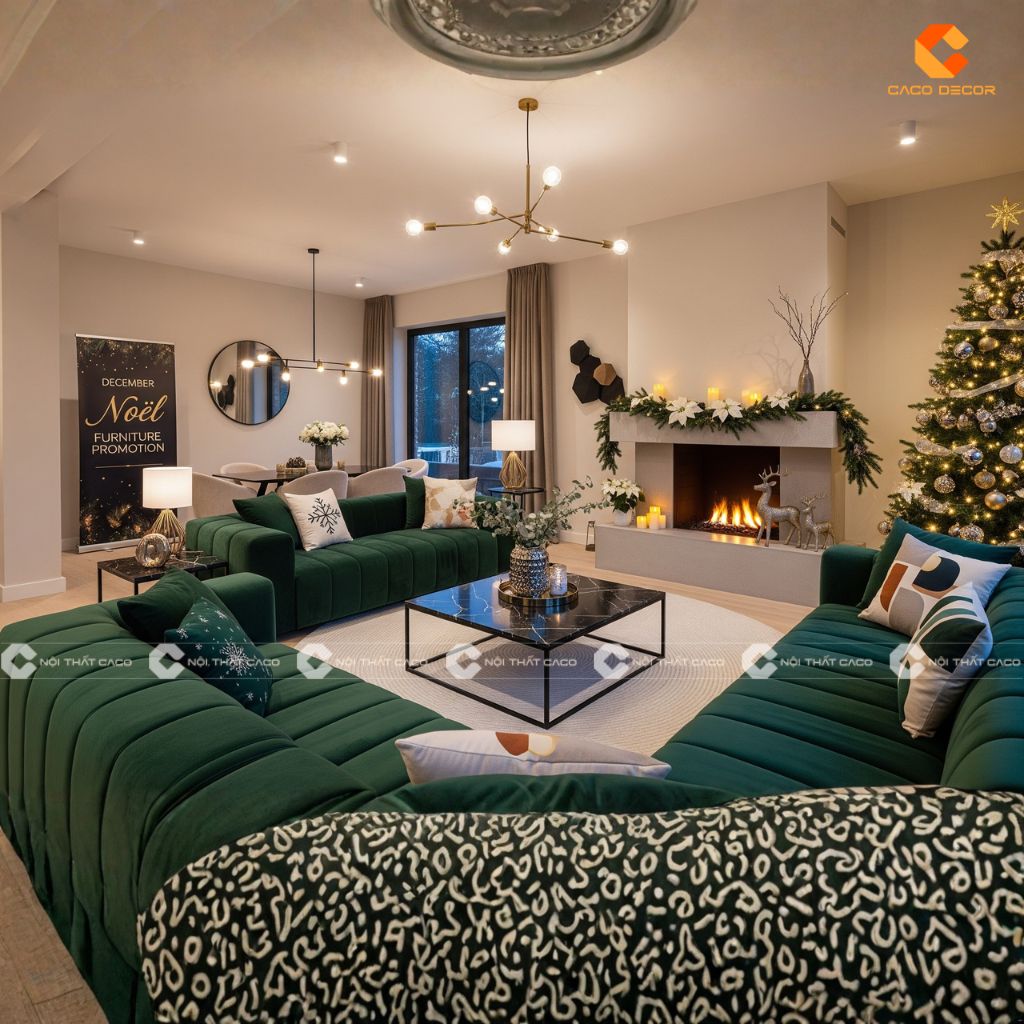 Tân trang tổ ấm dịp Noel phòng khách 