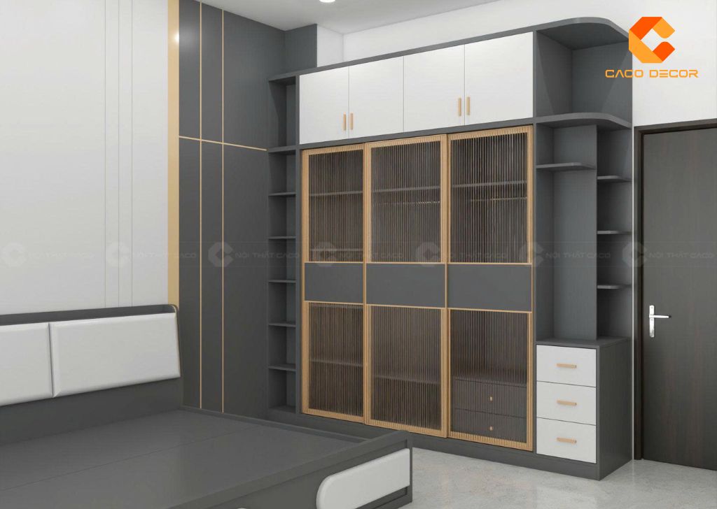 Combo Phòng Ngủ Gỗ Công Nghiệp CBPN171 Màu Xám Phối Trắng 3