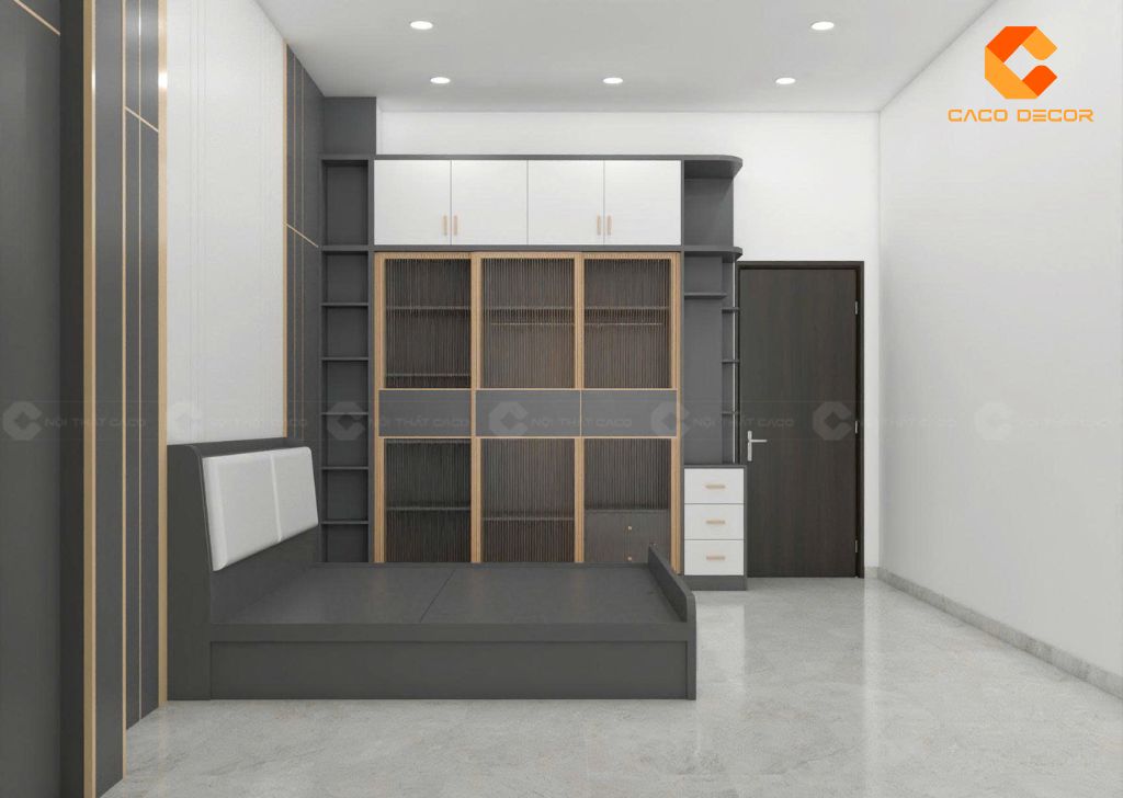 Combo Phòng Ngủ Gỗ Công Nghiệp CBPN171 Màu Xám Phối Trắng 1