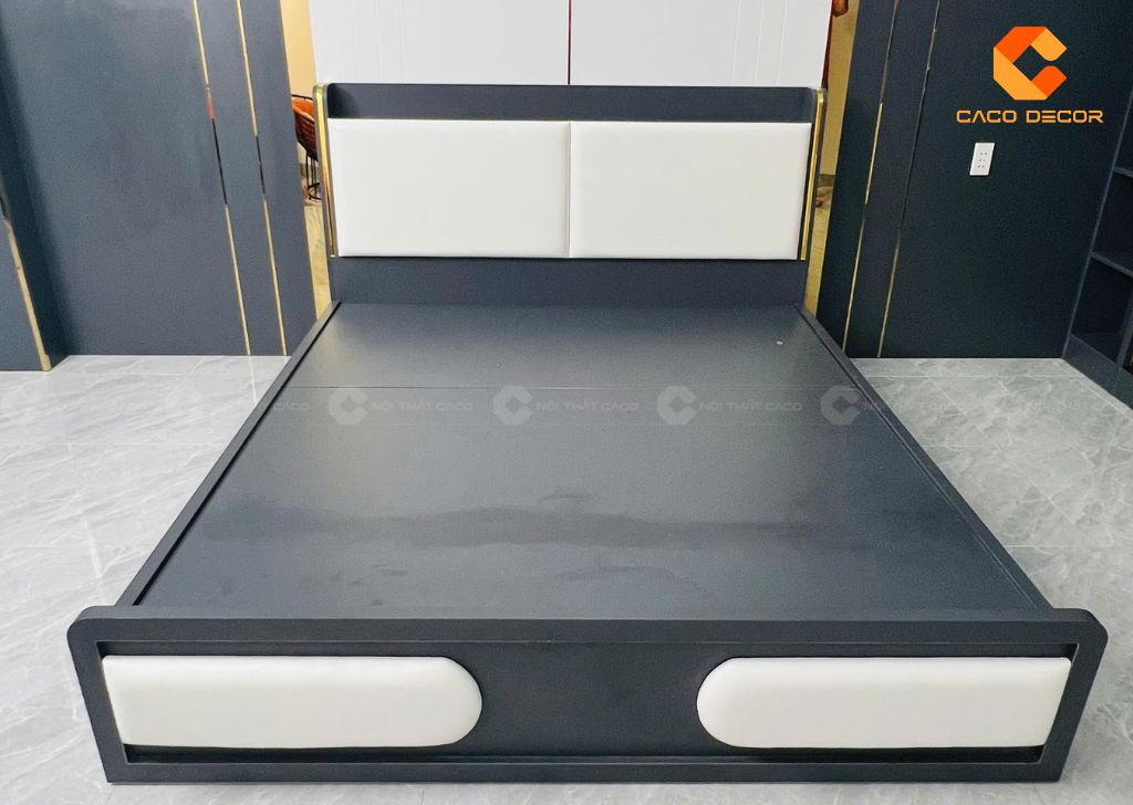 Hình chụp thực tế giường ngủ bọc đầu nệm kèm hộc kéo