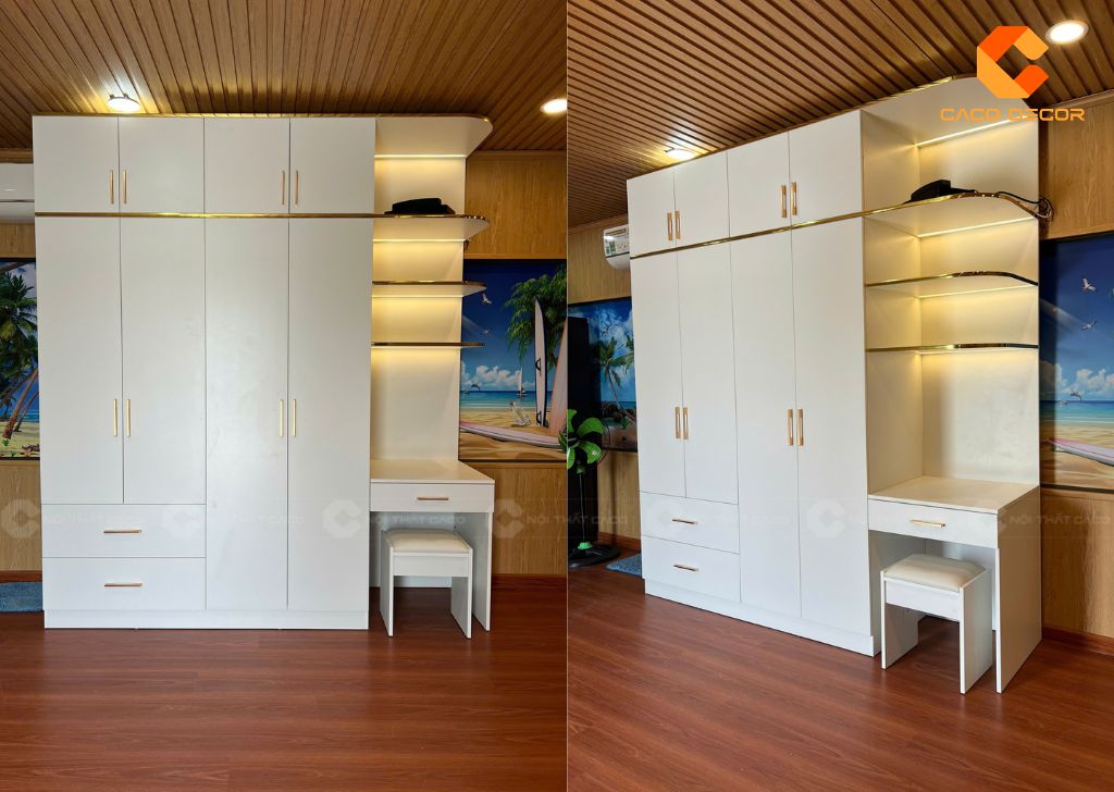 Hình chụp thực tế tủ quần áo kết hợp bàn trang điểm