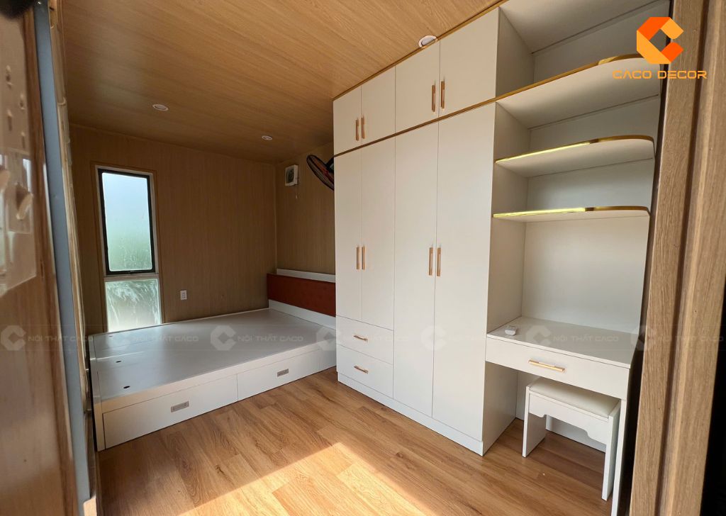 Combo Phòng Ngủ CBPN172 Tông Trắng Nâu Viền Vàng 3