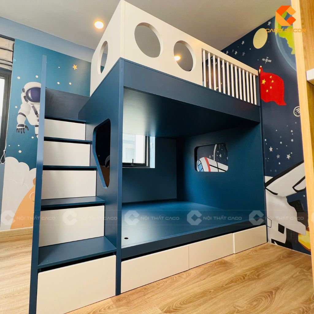 Giường Tầng GT072 Màu Xanh Hiện Đại 6