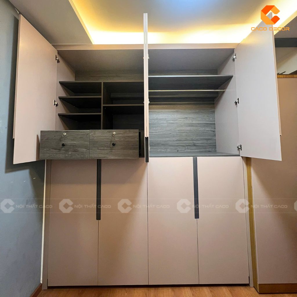 Hình chụp thực tế mẫu tủ quần áo kết hợp giường