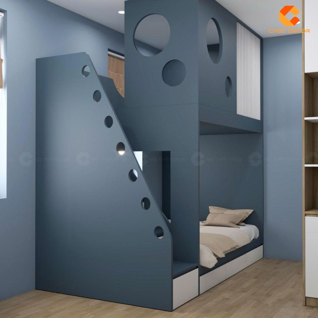 Giường Tầng GT072 Màu Xanh Hiện Đại 2