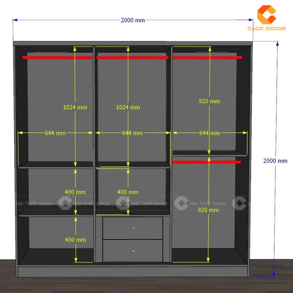 Hình thiết kế 3D tủ quần áo cánh kính