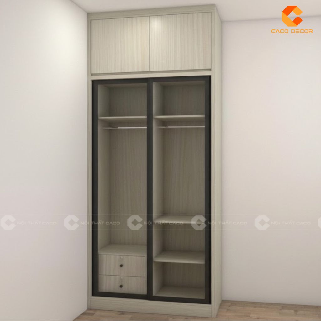 Hình thiết kế 3D tủ quần áo 2 cánh