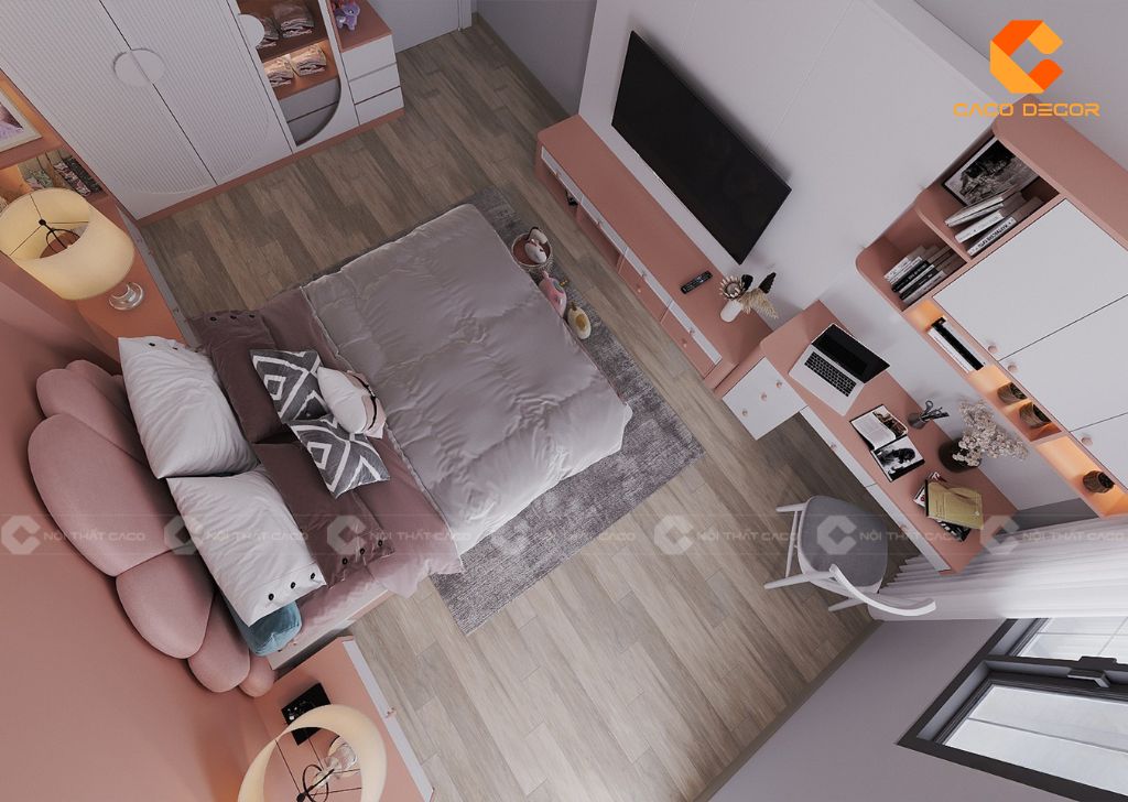 Phòng Ngủ Trẻ Em PNTE077 Màu Hồng Đáng Yêu 3