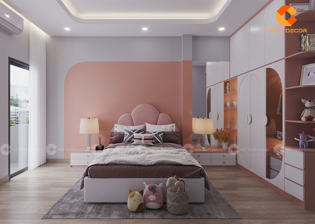 Phòng Ngủ Trẻ Em PNTE077 Màu Hồng Đáng Yêu 1
