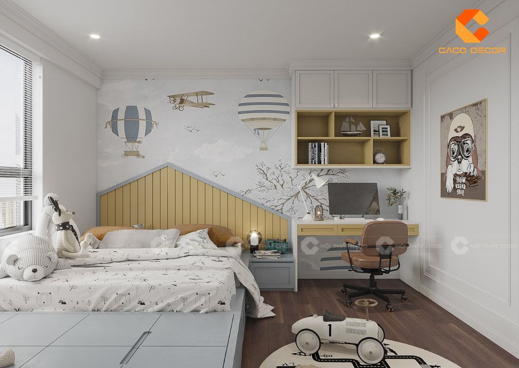 Phòng ngủ trẻ em PNTE082 phối màu bắt mắt hiện đại