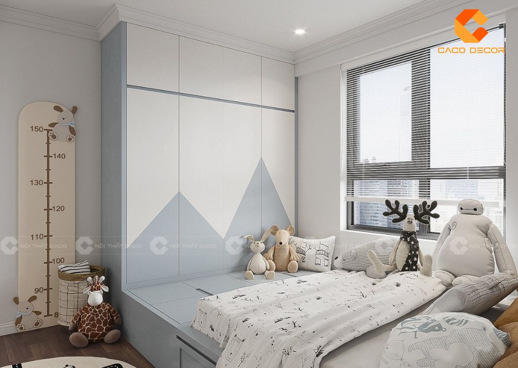 Tủ quần áo thiết kế liền giường tạo điểm nhấn độc đáo