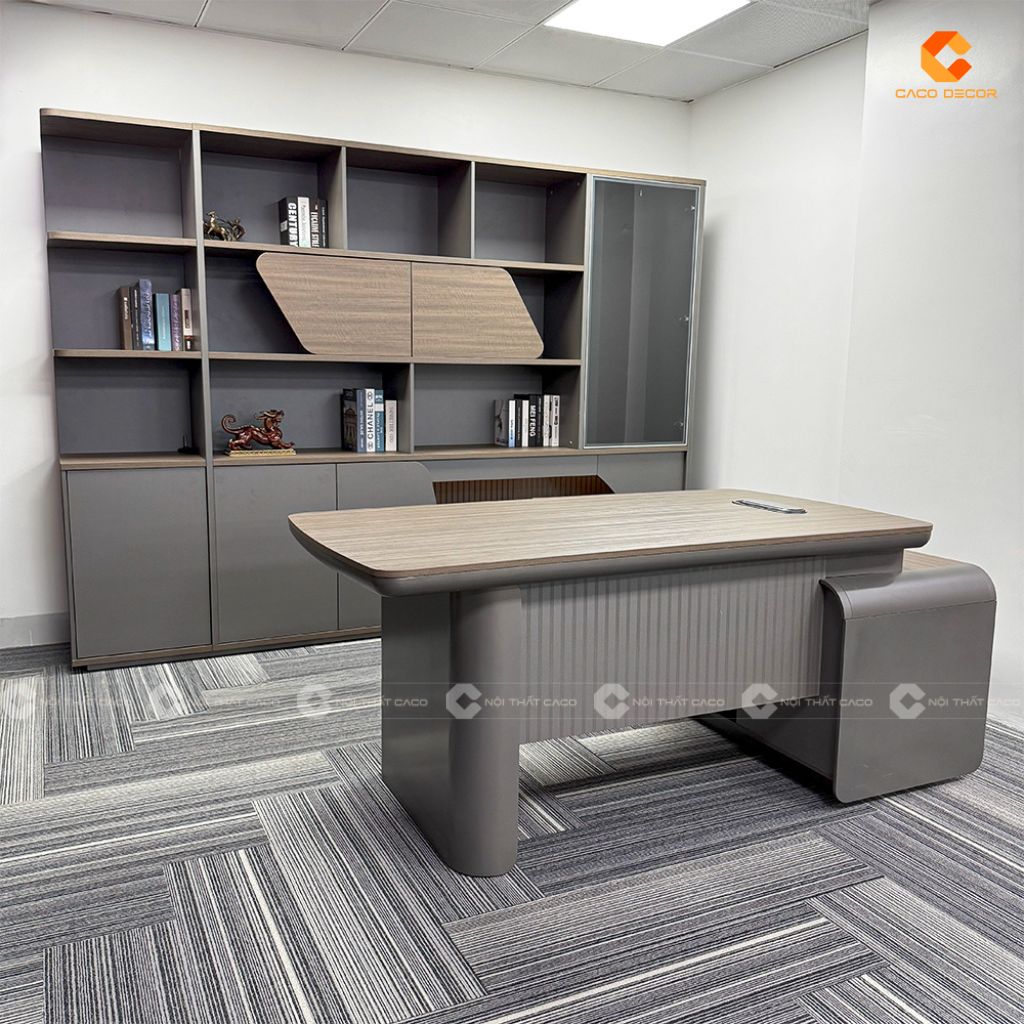 Bộ bàn giám đốc kết hợp tủ hồ sơ gỗ công nghiệp