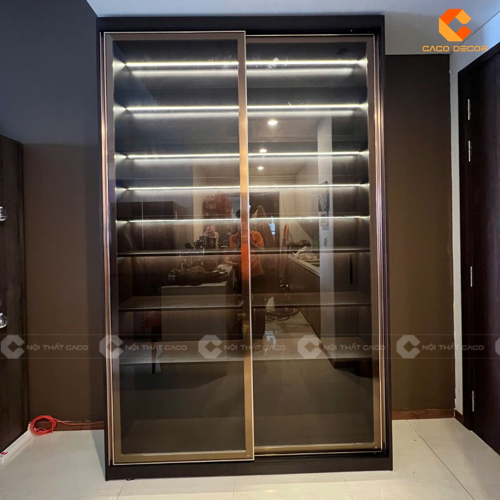 Hình ảnh thực tế tủ giày cánh kính bàn giao