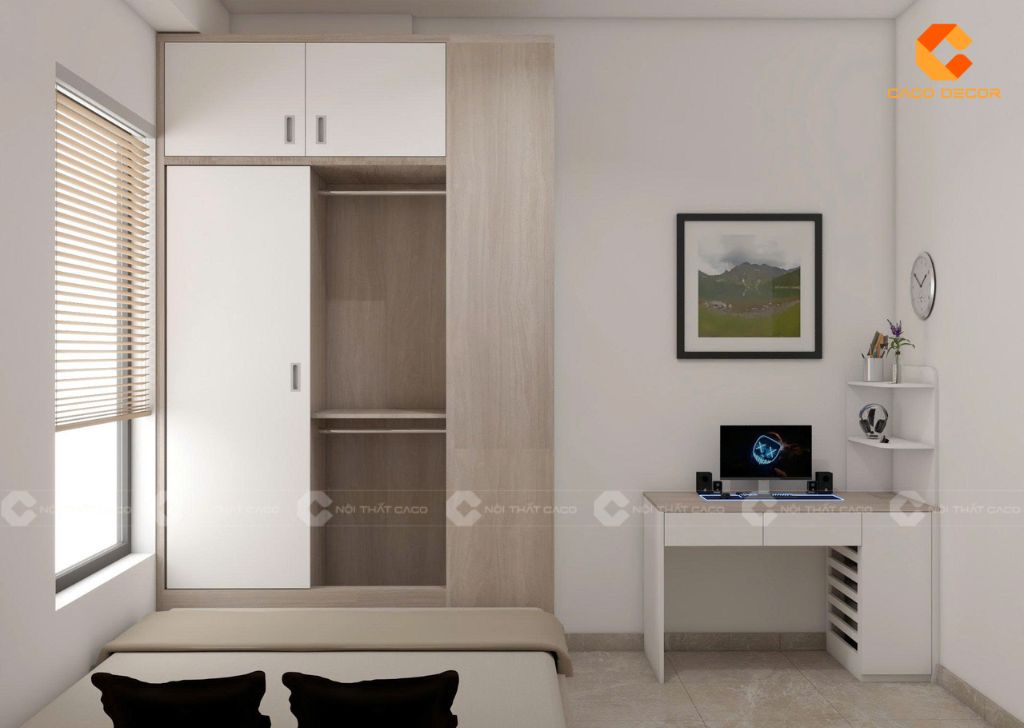 Thiết kế tủ quần áo với các khoang treo đồ rộng rãi