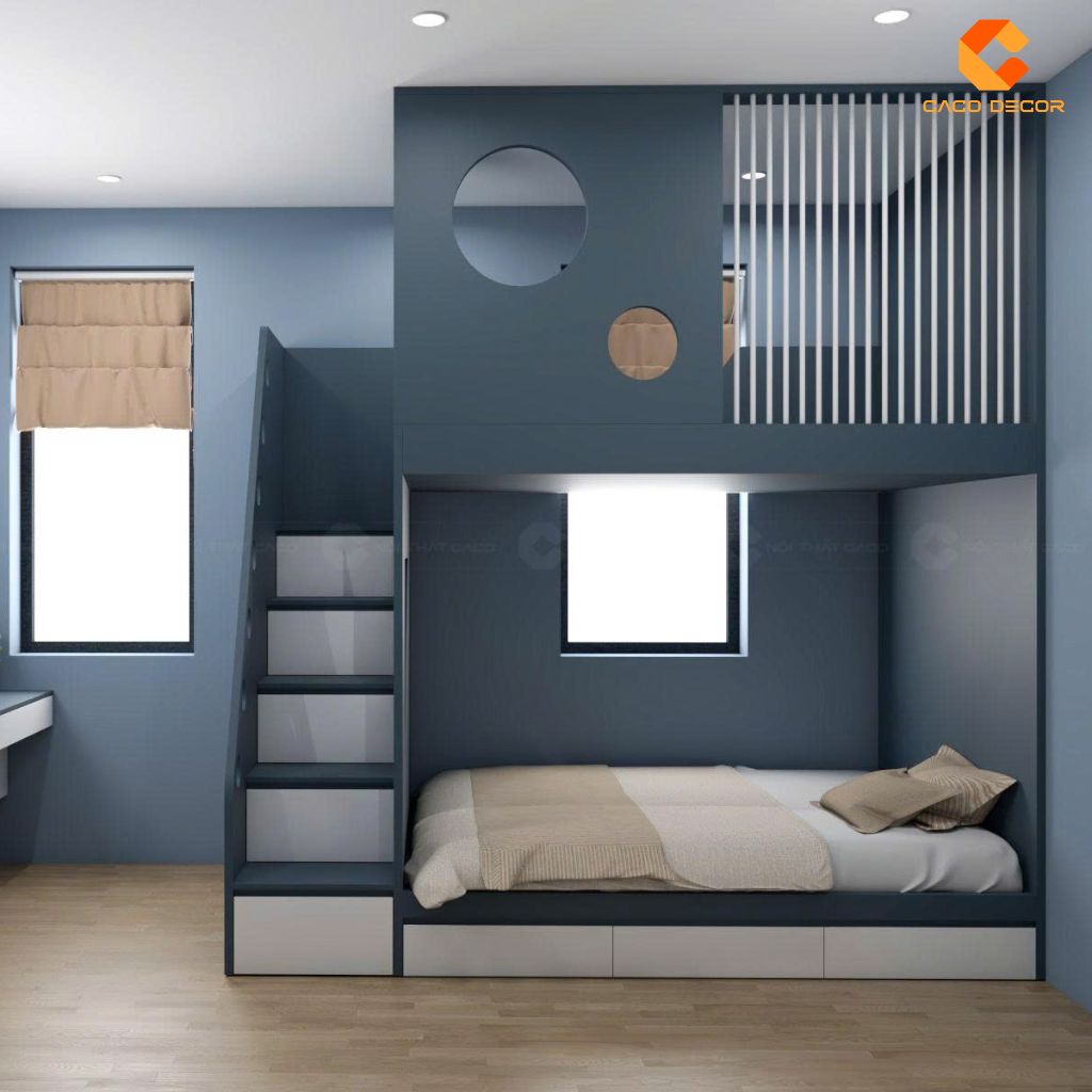 Giường Tầng GT072 Màu Xanh Hiện Đại 1