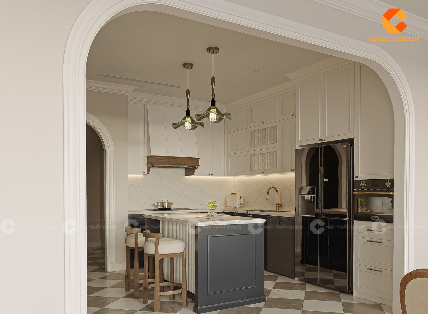 Thiết kế tủ bếp chữ U cho phòng bếp chung cư