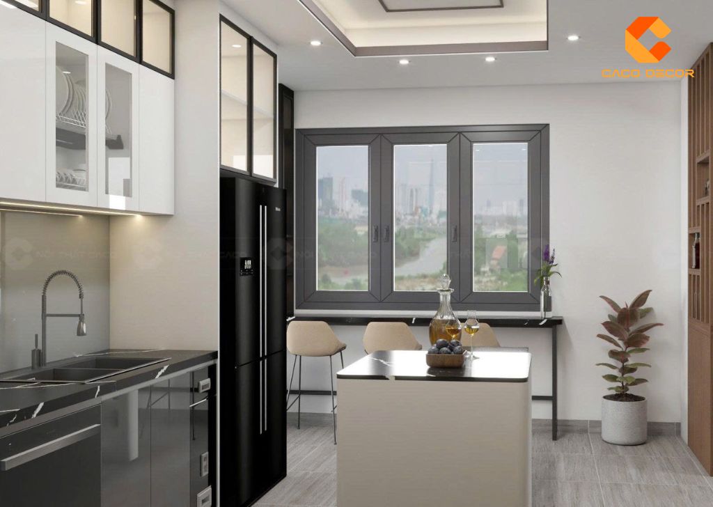 Thiết kế bàn đảo nhỏ gọn giúp tăng điểm nhấn cho căn bếp