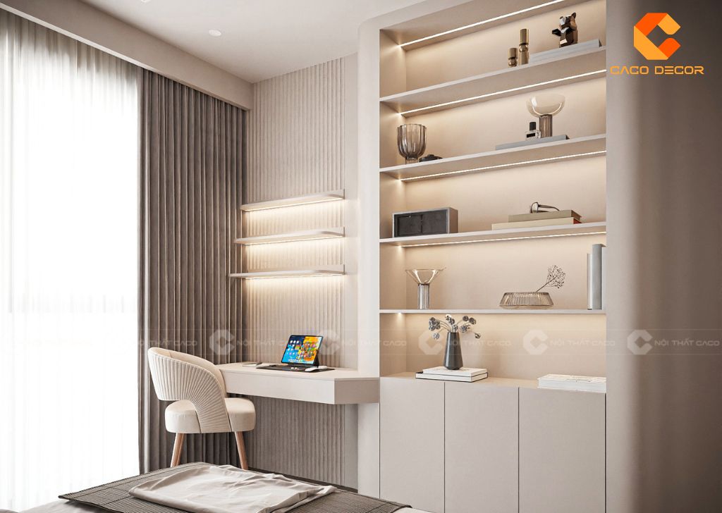 Bàn làm việc kết hợp kệ sách hiện đại đa năng
