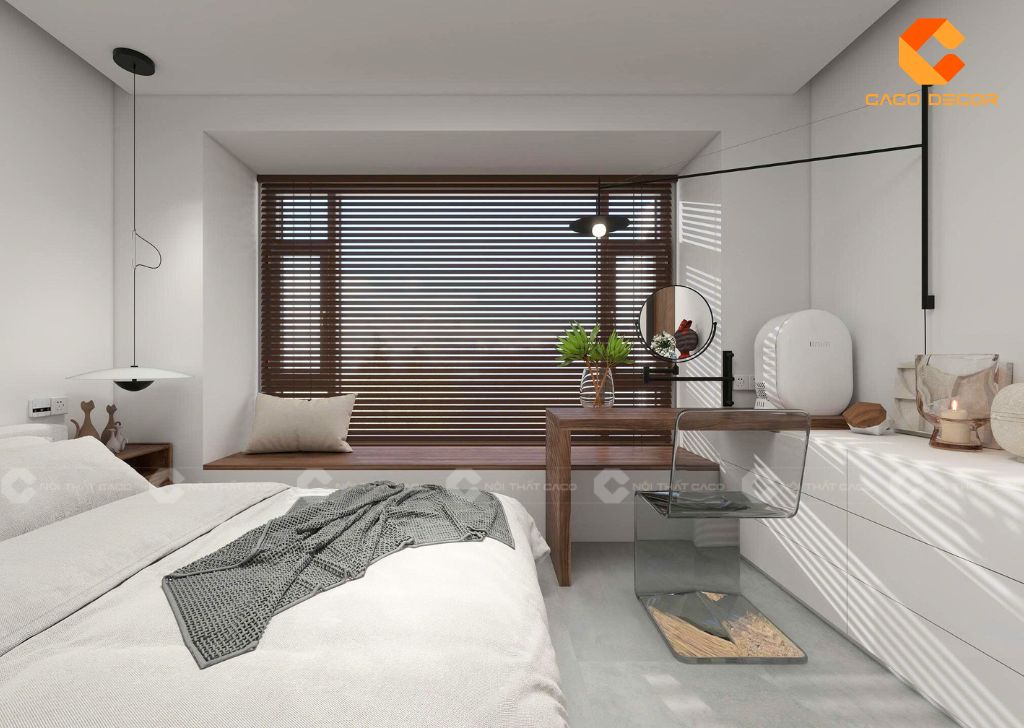 Thiết kế bàn làm việc ngay cạnh giường ngủ hiện đại