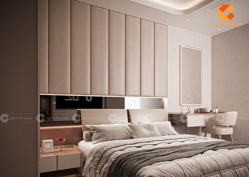 Giường bọc nệm êm ái cho phòng ngủ master