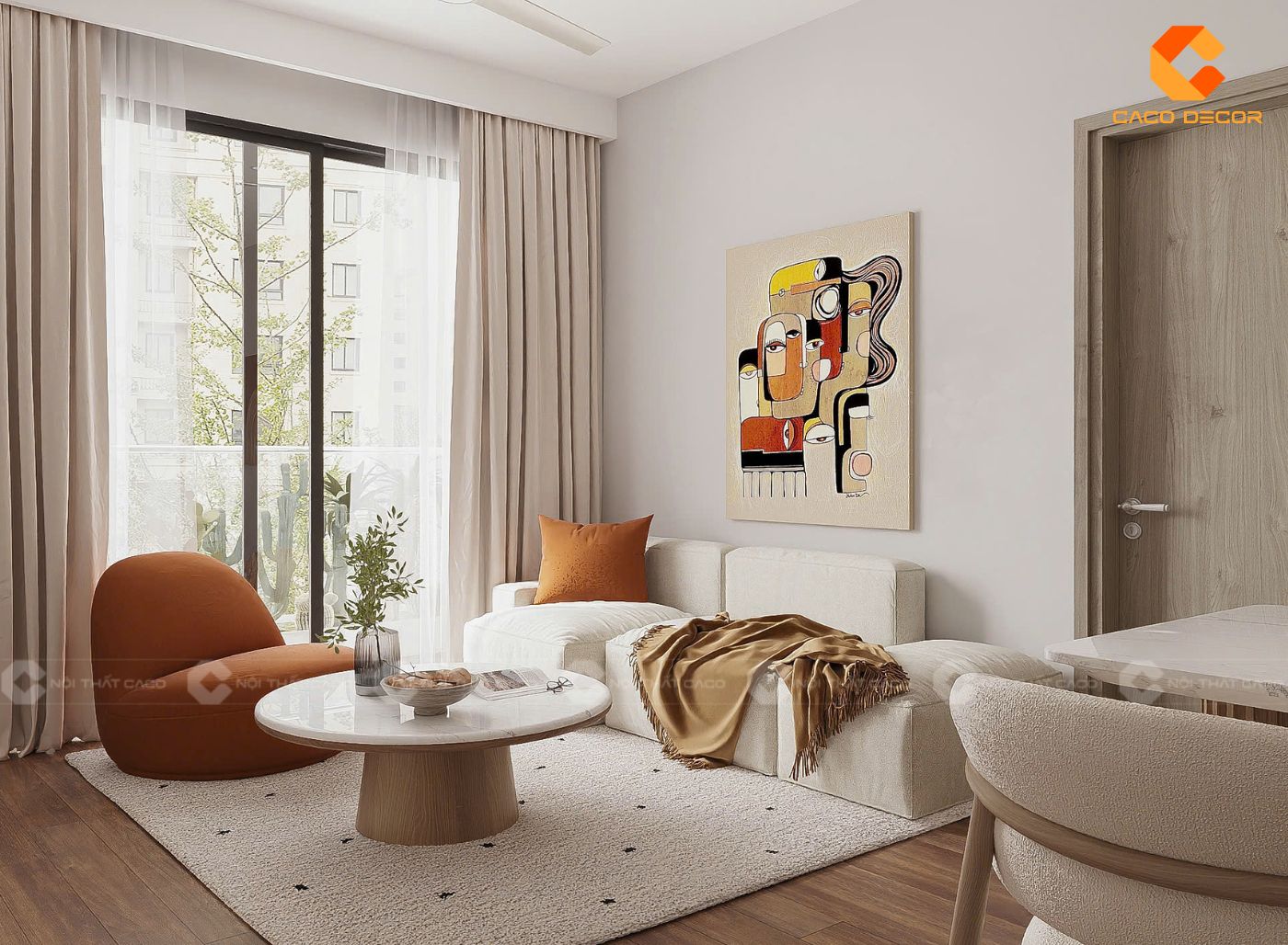 Nội thất phong cách Wabi Sabi sử dụng gam màu trung tính