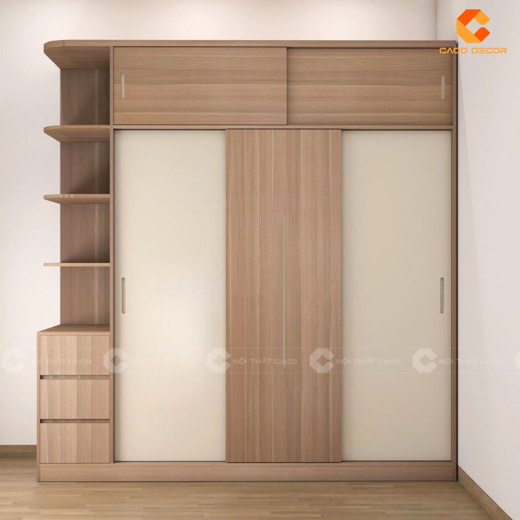 Mẫu thiết kế 3D tủ quần áo cửa lùa thi công nhà anh Dũng