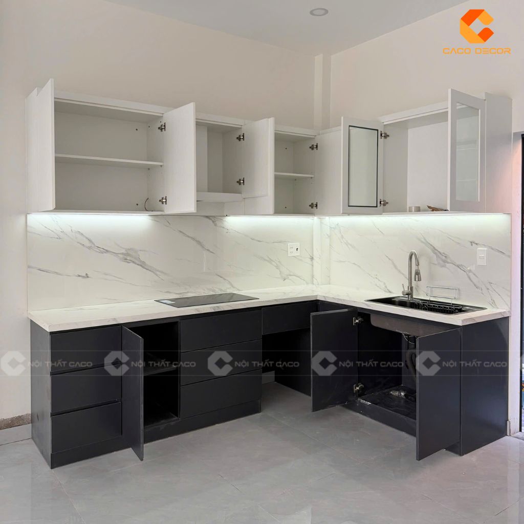 Tủ Bếp Gỗ Công Nghiệp TBM115 Chữ L Hiện Đại 5