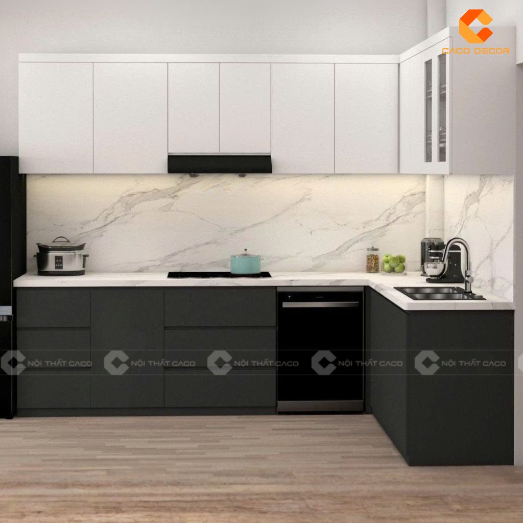 Tủ Bếp Gỗ Công Nghiệp TBM115 Chữ L Hiện Đại 2