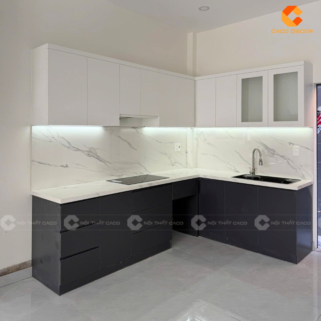 Tủ Bếp Gỗ Công Nghiệp TBM115 Chữ L Hiện Đại 3