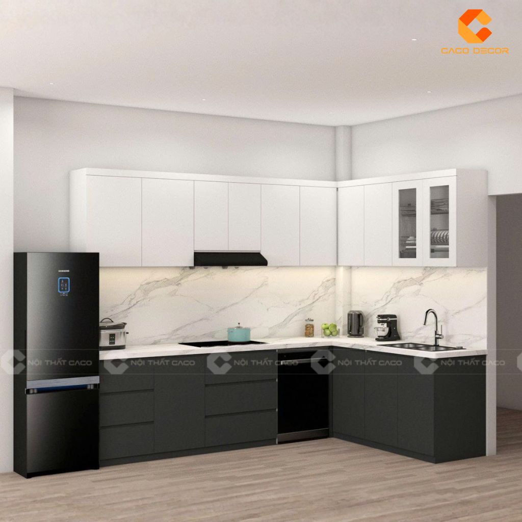 Tủ Bếp Gỗ Công Nghiệp TBM115 Chữ L Hiện Đại 1