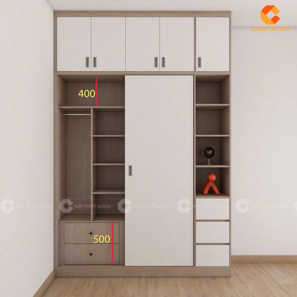 Tủ Quần Áo Gỗ Công Nghiệp TAM097 Cánh Lùa Kịch Trần 3