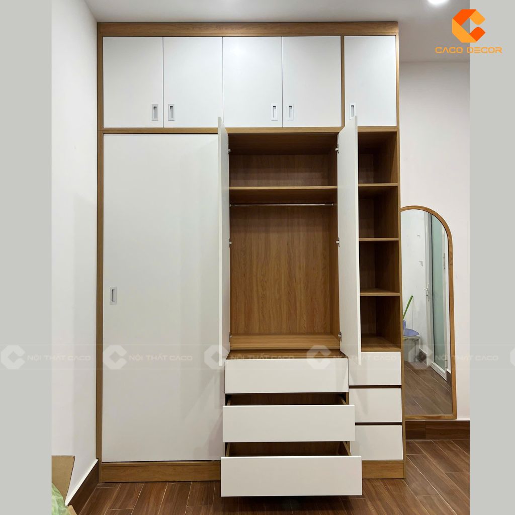 Tủ Quần Áo Gỗ Công Nghiệp TAM097 Cánh Lùa Kịch Trần 4