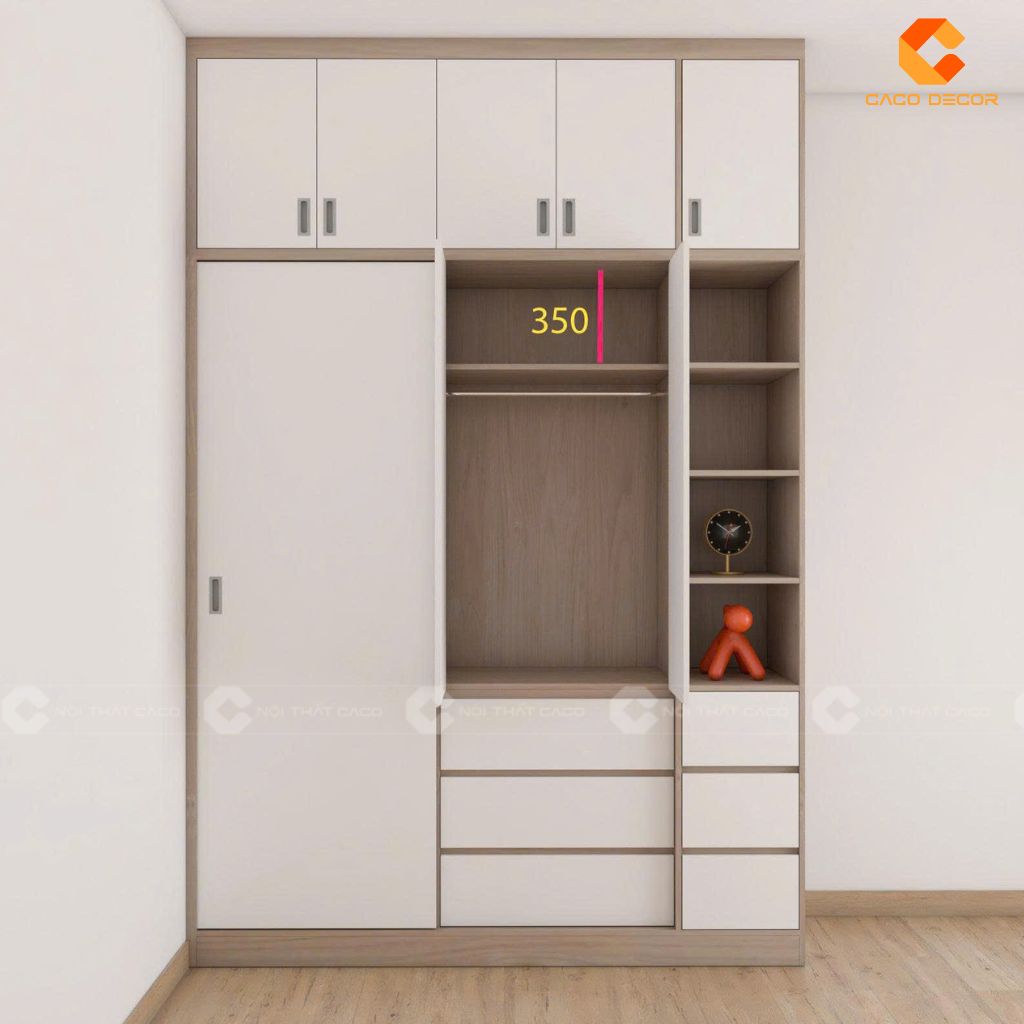 Tủ Quần Áo Gỗ Công Nghiệp TAM097 Cánh Lùa Kịch Trần 2