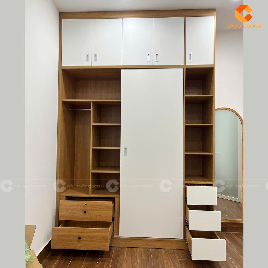 Tủ Quần Áo Gỗ Công Nghiệp TAM097 Cánh Lùa Kịch Trần 5