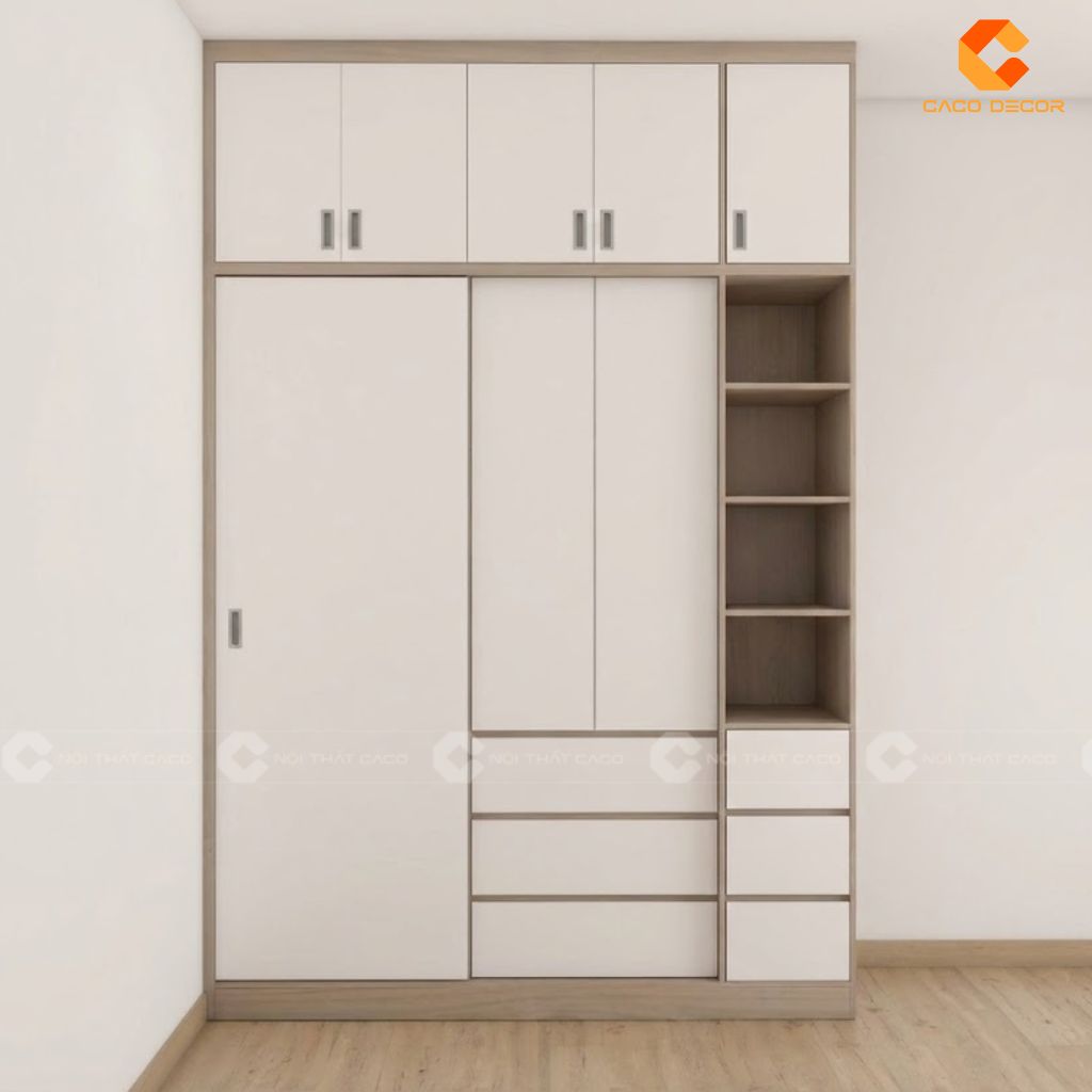 Tủ Quần Áo Gỗ Công Nghiệp TAM097 Cánh Lùa Kịch Trần 1